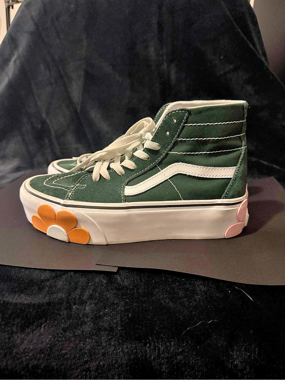Vans Sk8-Hi Stackform with Floral Appliqué Floral Green & White High Top